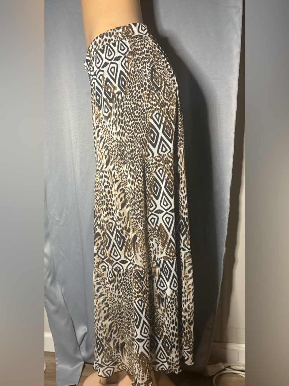 Printed Maxi Skirt in Brown and Black